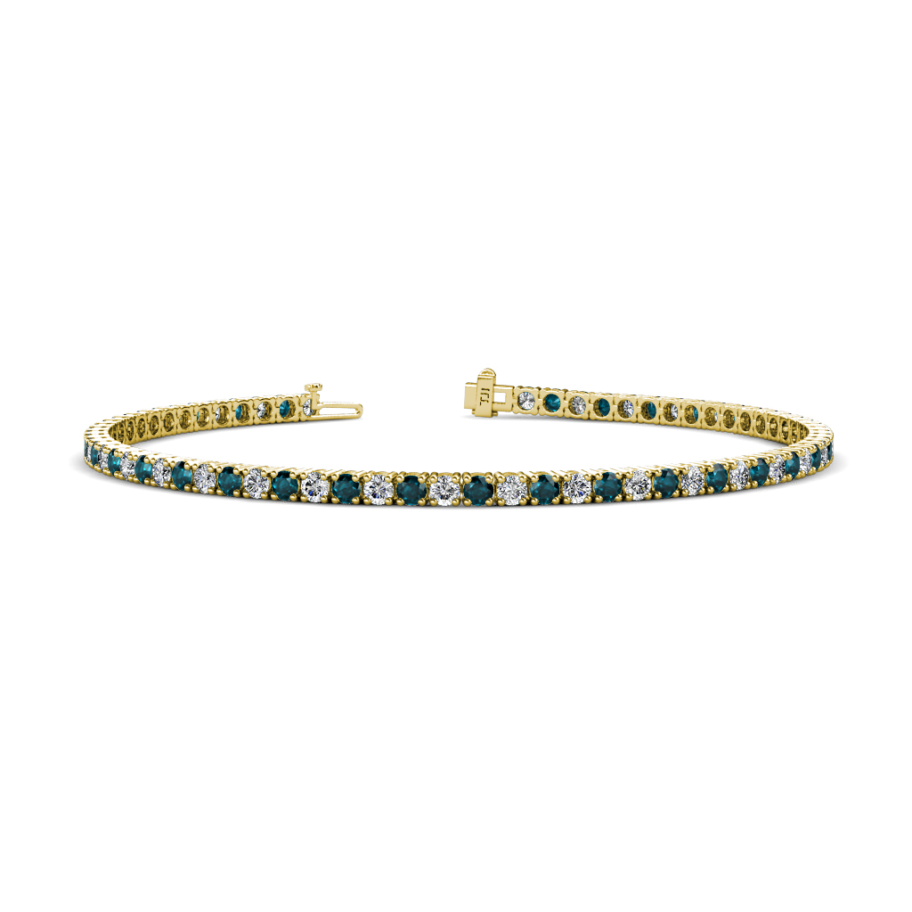 Leslie 2.40 mm London Blue Topaz and Diamond Eternity Tennis Bracelet 