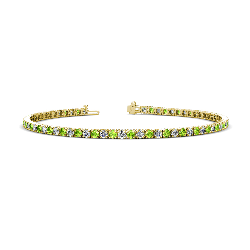 Leslie 2.40 mm Peridot and Diamond Eternity Tennis Bracelet 