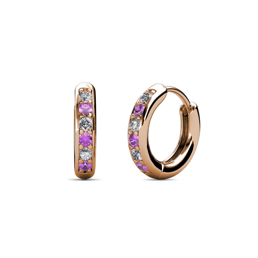 Cianna 0.25 ctw Petite Amethyst and Lab Grown Diamond Hoop Earrings 