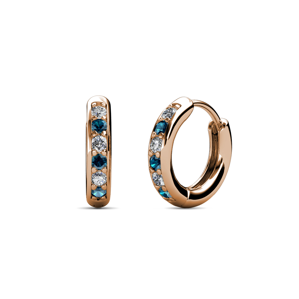 Cianna 0.33 ctw Petite Blue Diamond and Lab Grown Diamond Hoop Earrings 