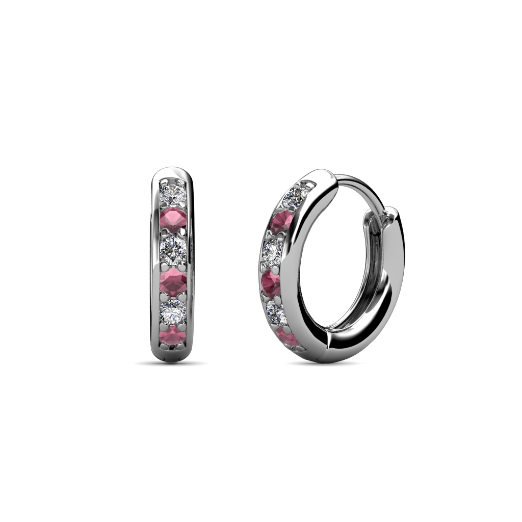 Cianna 0.31 ctw Petite Rhodolite Garnet and Lab Grown Diamond Hoop Earrings 