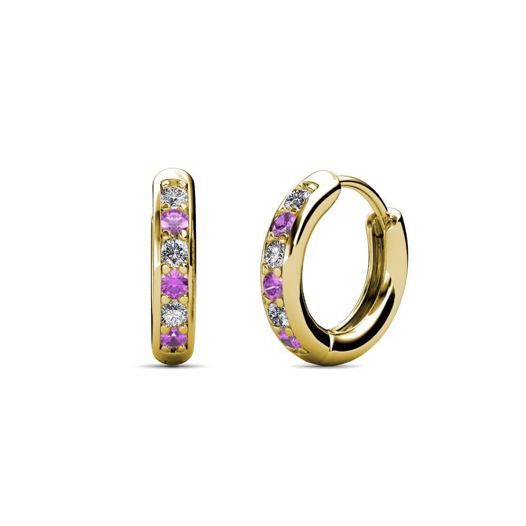 Cianna 0.25 ctw Petite Amethyst and Lab Grown Diamond Hoop Earrings 