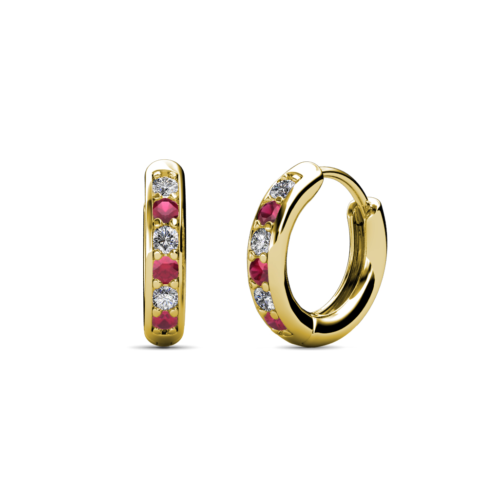Cianna 0.30 ctw Petite Ruby and Lab Grown Diamond Hoop Earrings 