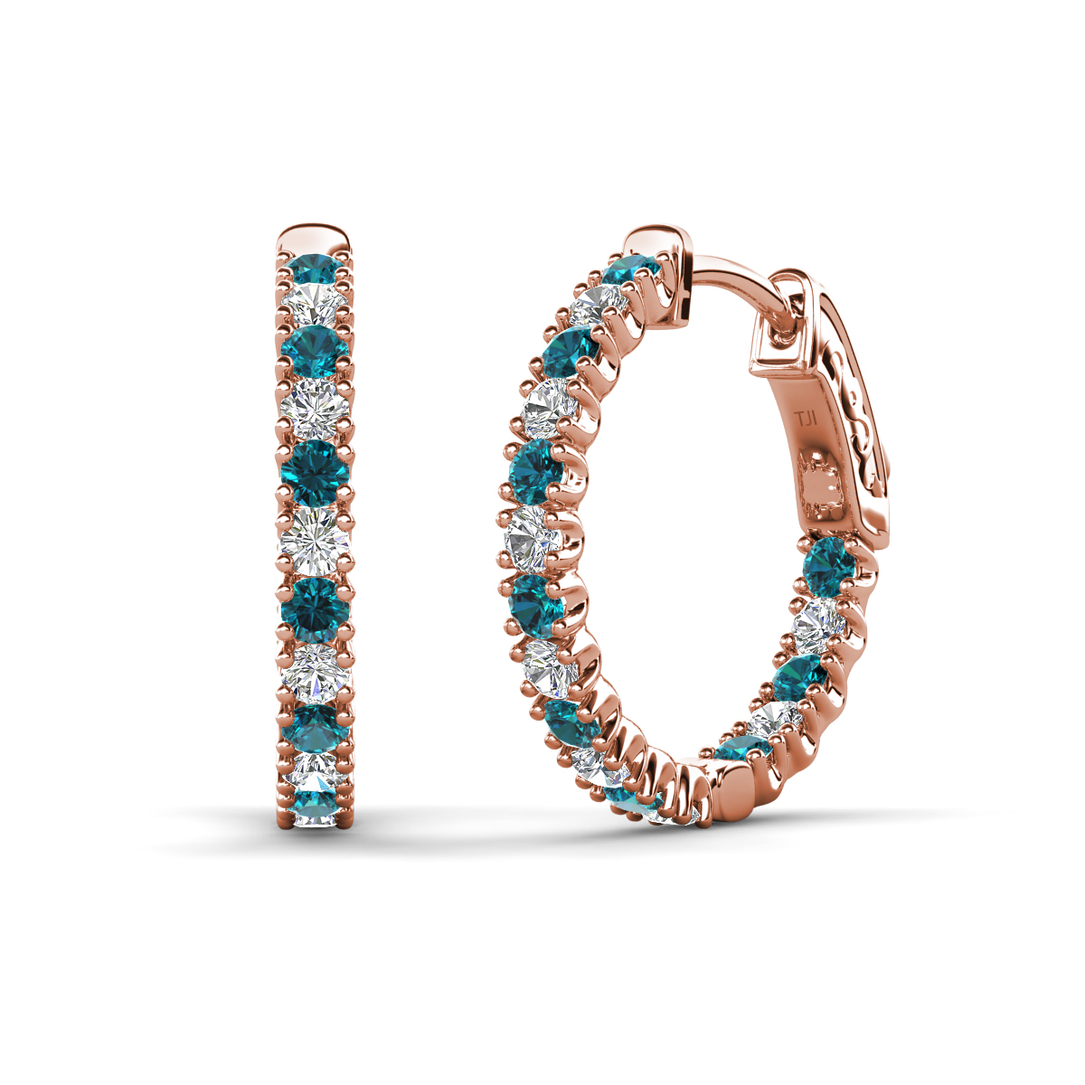 Amia 1.11 ctw Blue Diamond and Lab Grown Diamond Hoop Earrings 