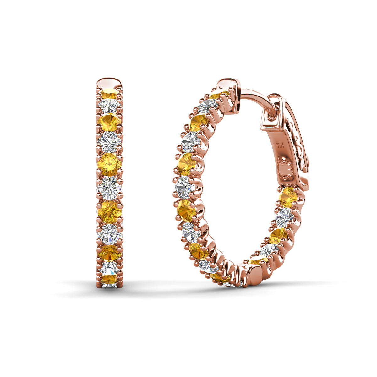 Amia 1.28 ctw Citrine and Lab Grown Diamond Hoop Earrings 