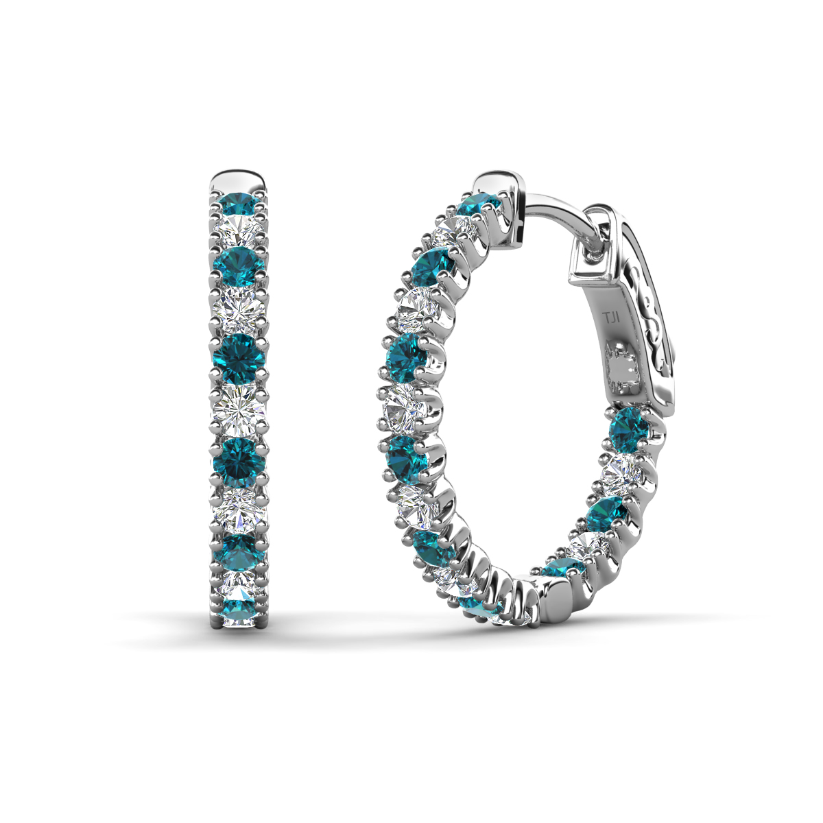 Amia 1.11 ctw Blue Diamond and Lab Grown Diamond Hoop Earrings 