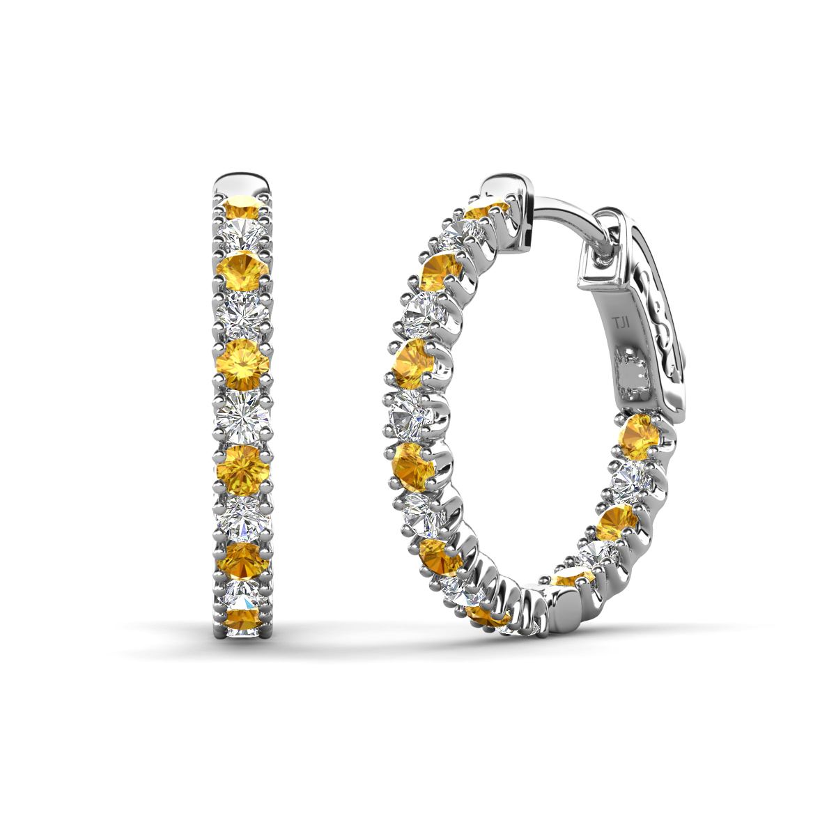 Amia 1.28 ctw Citrine and Lab Grown Diamond Hoop Earrings 