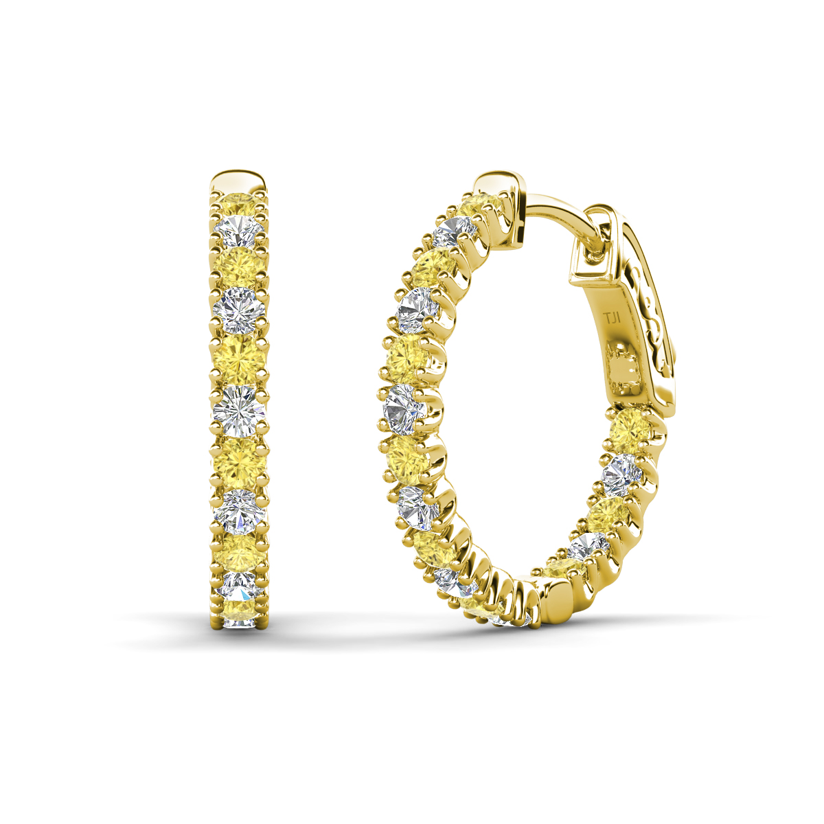 Amia 1.11 ctw Yellow Sapphire and Lab Grown Diamond Hoop Earrings 