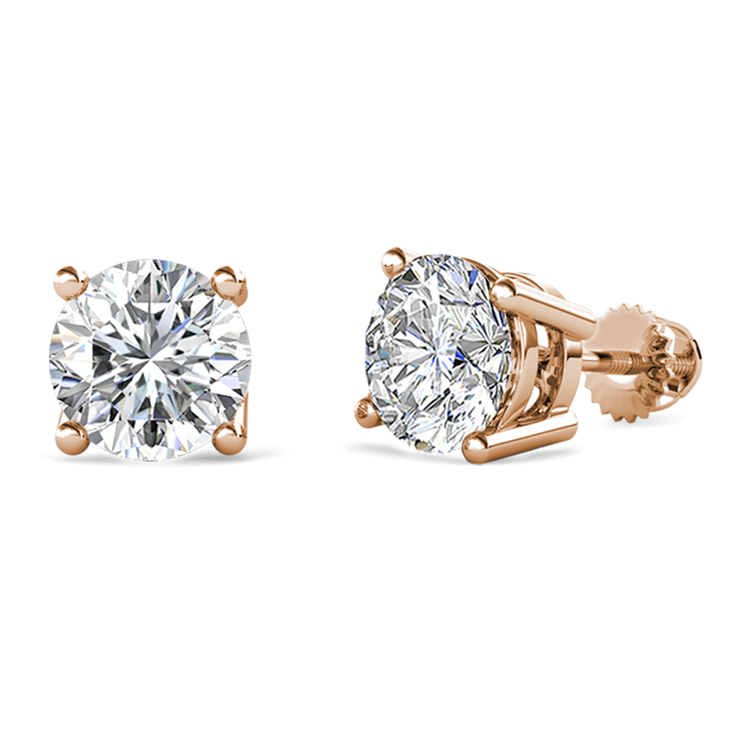 Alina GIA Certified Round Diamond 4.00 ctw (SI2/HI) Four Prongs Solitaire Stud Earrings 