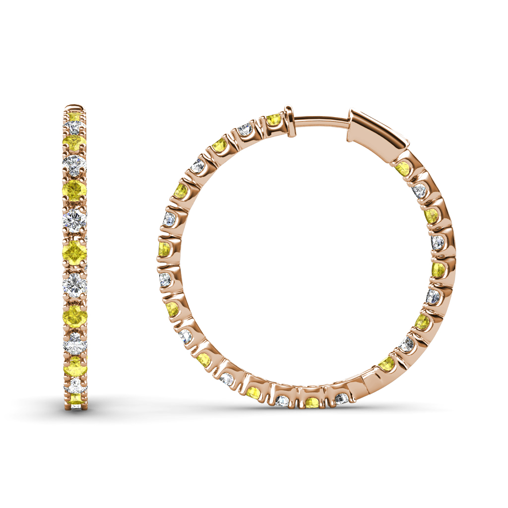 Melissa 0.77 ctw Inside Outside Round Yellow Sapphire and Lab Grown Diamond Eternity Hoop Earrings 