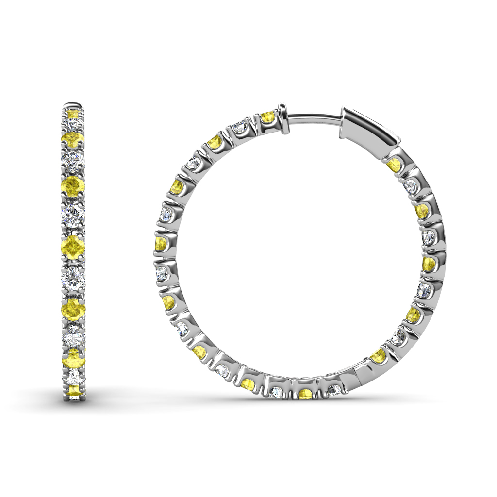 Melissa 0.77 ctw Inside Outside Round Yellow Sapphire and Lab Grown Diamond Eternity Hoop Earrings 