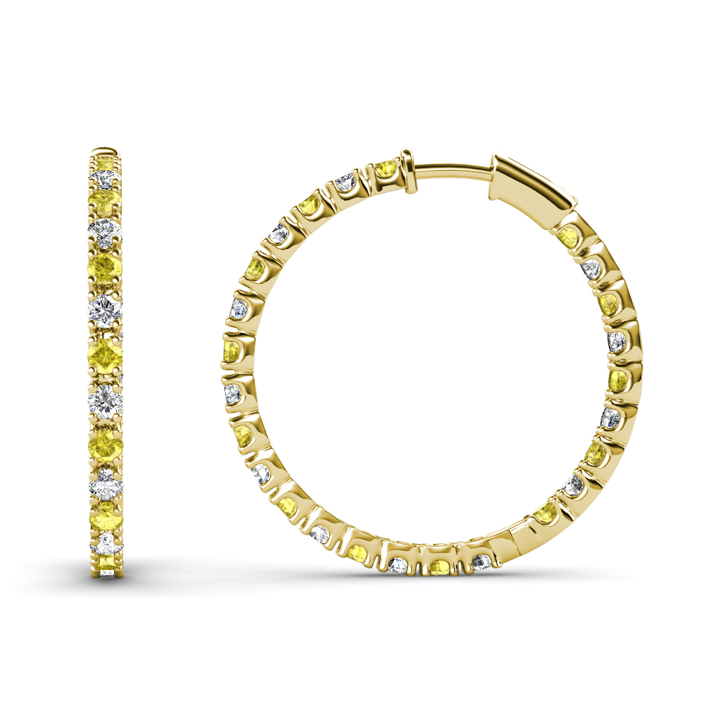 Melissa 0.77 ctw Inside Outside Round Yellow Sapphire and Lab Grown Diamond Eternity Hoop Earrings 