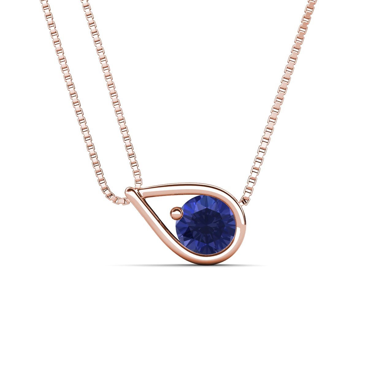 Tiya 0.72 ct Iolite (6.00 mm) Women Collier Double Chain Diagonal Teardrop Solitaire Pendant Necklace 