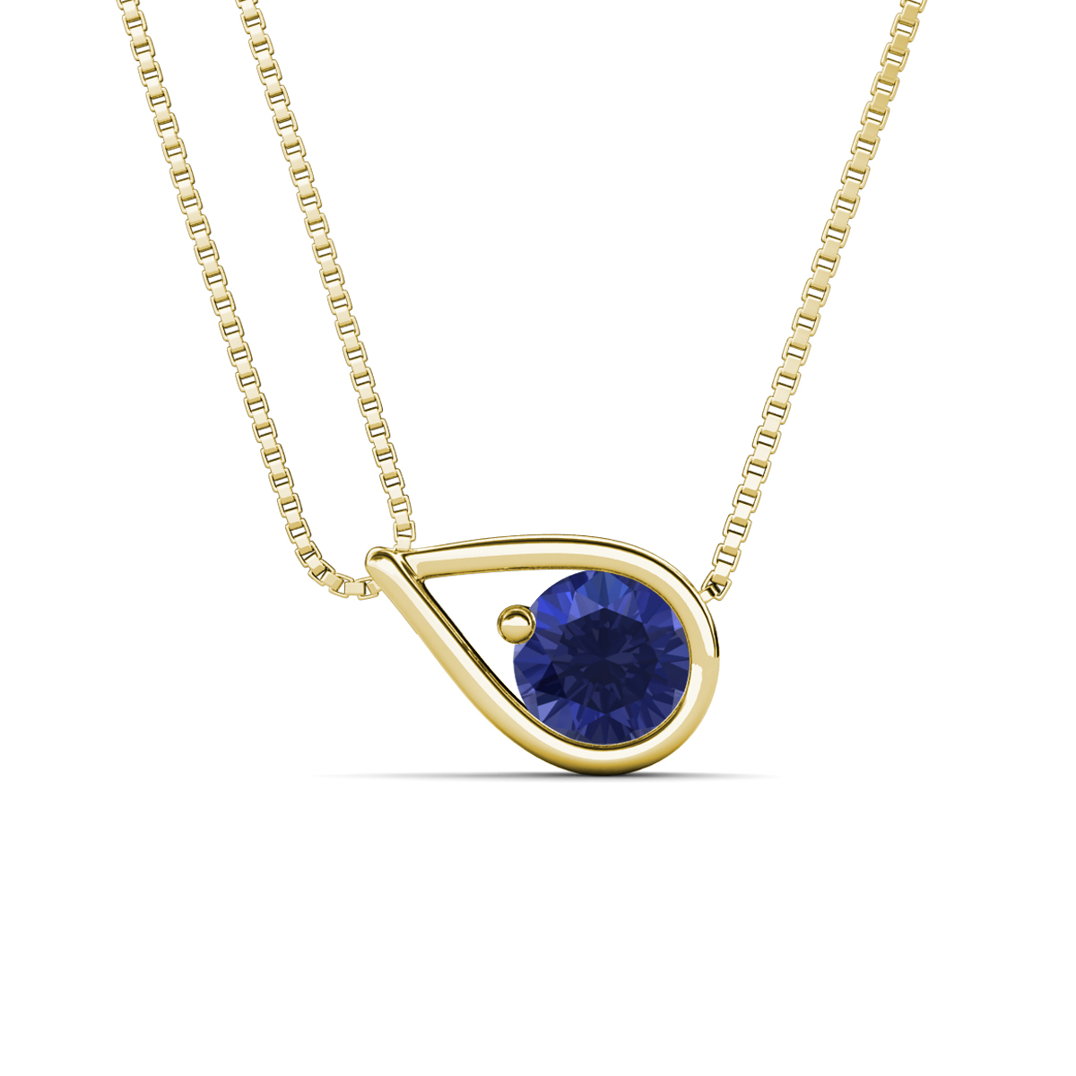 Tiya 0.72 ct Iolite (6.00 mm) Women Collier Double Chain Diagonal Teardrop Solitaire Pendant Necklace 
