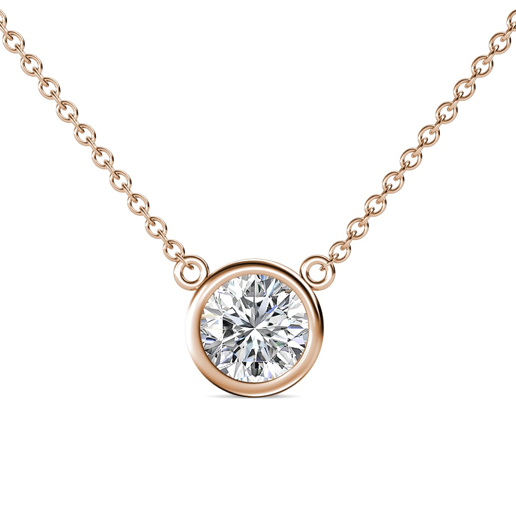 Merilyn 8.00 mm Round Diamond Bezel Set Solitaire Pendant 