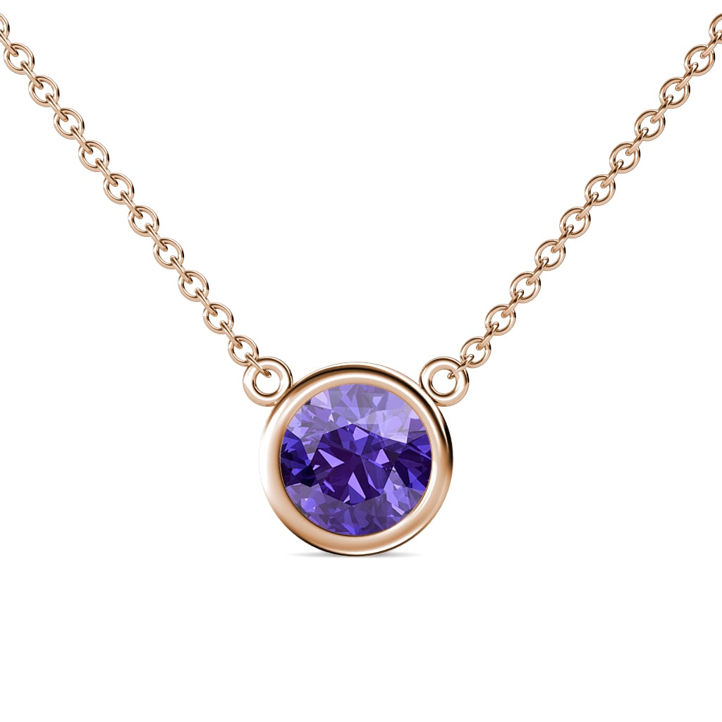 Merilyn 8.00 mm Round Iolite Bezel Set Solitaire Pendant 
