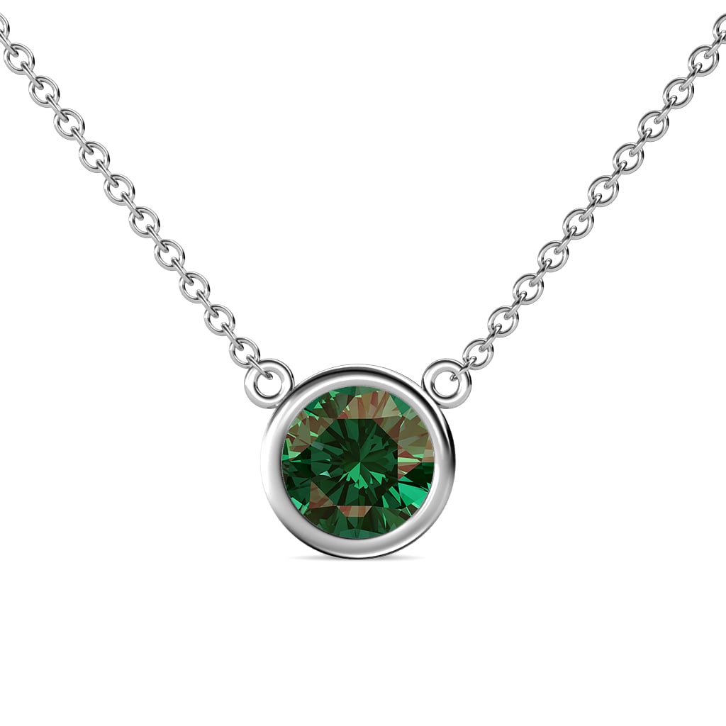 Merilyn 8.00 mm Round Lab Created Alexandrite Bezel Set Solitaire Pendant 