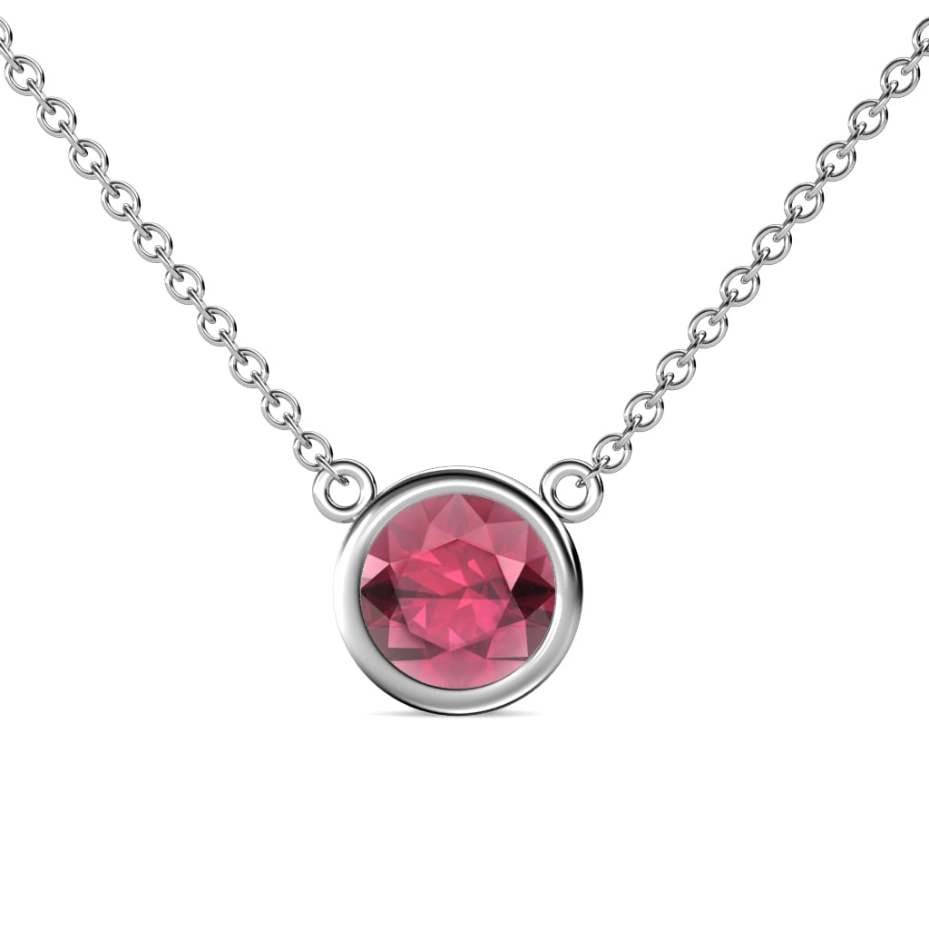 Merilyn 8.00 mm Round Rhodolite Garnet Bezel Set Solitaire Pendant 
