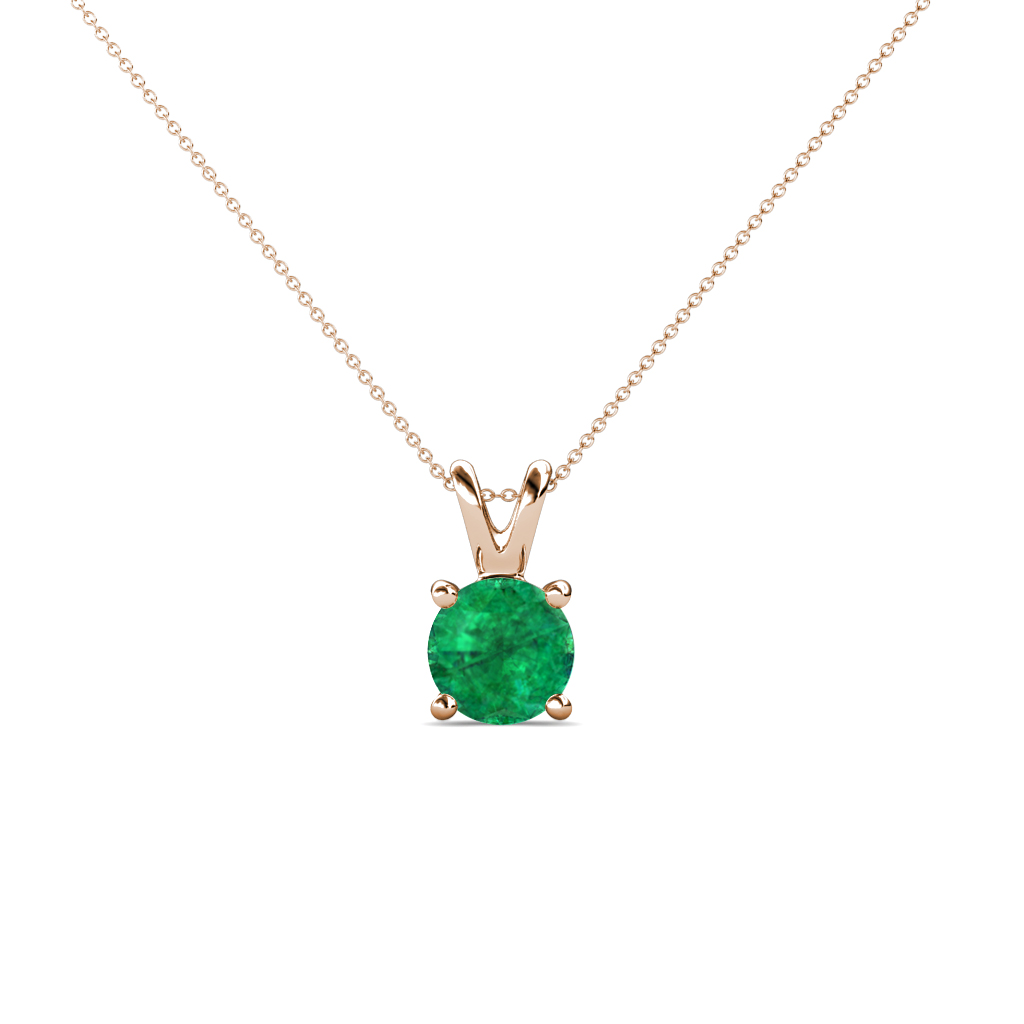 Jassiel 5.00 mm Round Emerald Double Bail Solitaire Pendant Necklace 