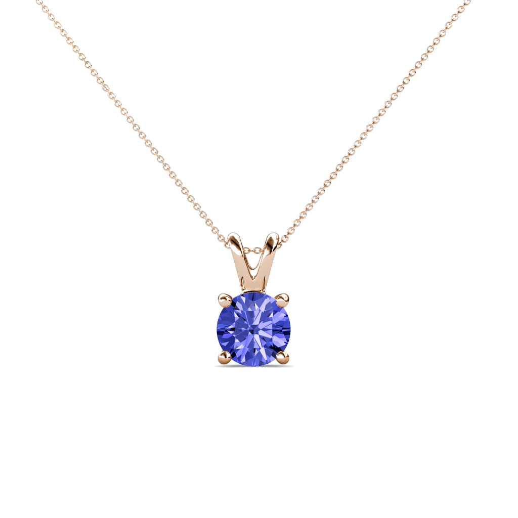 Jassiel 5.00 mm Round Tanzanite Double Bail Solitaire Pendant Necklace 