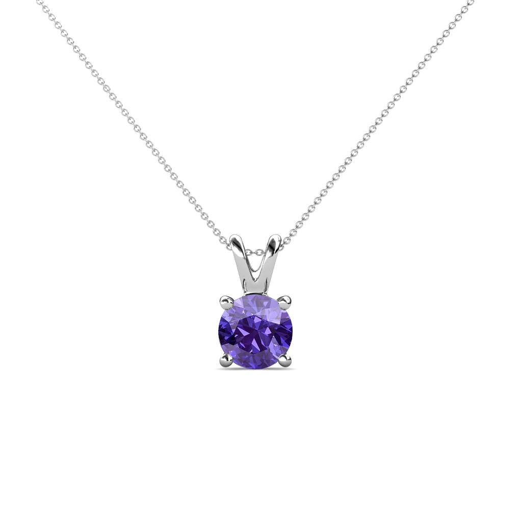Jassiel 5.00 mm Round Iolite Double Bail Solitaire Pendant Necklace 