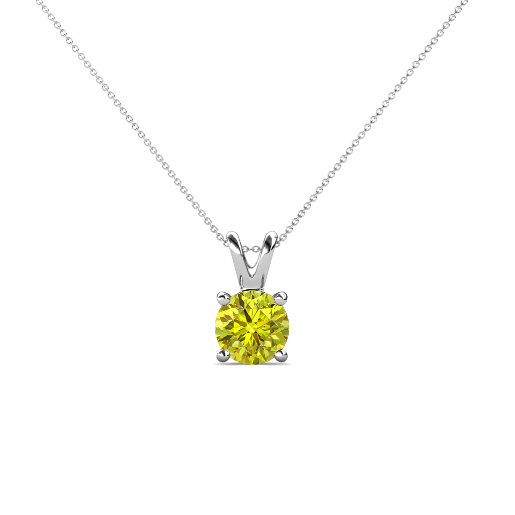 Jassiel 5.00 mm Round Yellow Diamond Double Bail Solitaire Pendant Necklace 