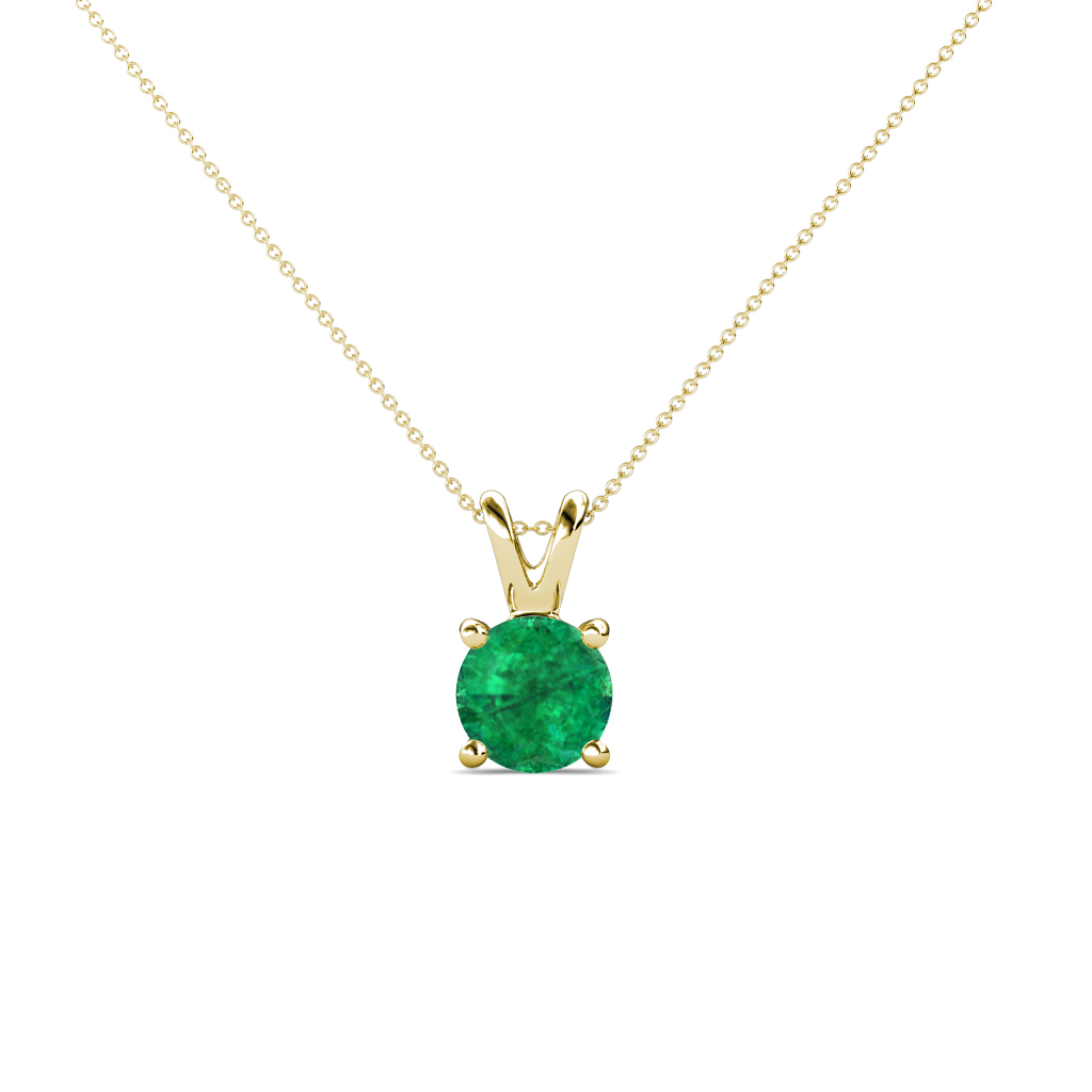 Jassiel 5.00 mm Round Emerald Double Bail Solitaire Pendant Necklace 