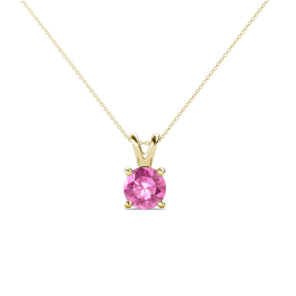 Jassiel 5.00 mm Round Pink Sapphire Double Bail Solitaire Pendant Necklace 