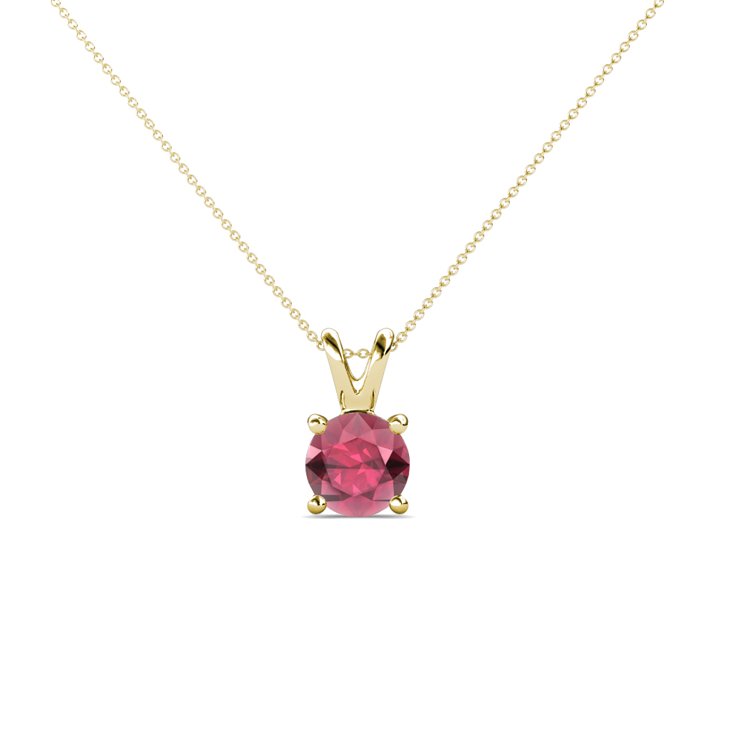 Jassiel 5.00 mm Round Rhodolite Garnet Double Bail Solitaire Pendant Necklace 