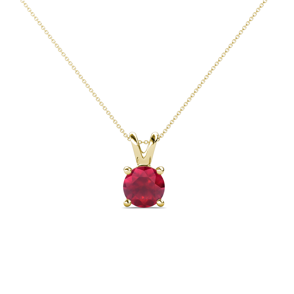 Jassiel 5.00 mm Round Ruby Double Bail Solitaire Pendant Necklace 