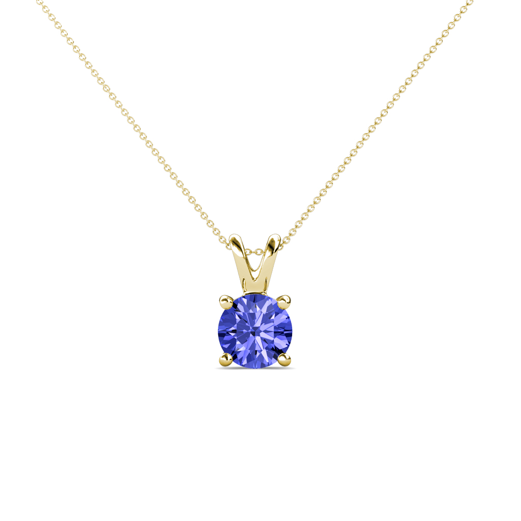 Jassiel 5.00 mm Round Tanzanite Double Bail Solitaire Pendant Necklace 