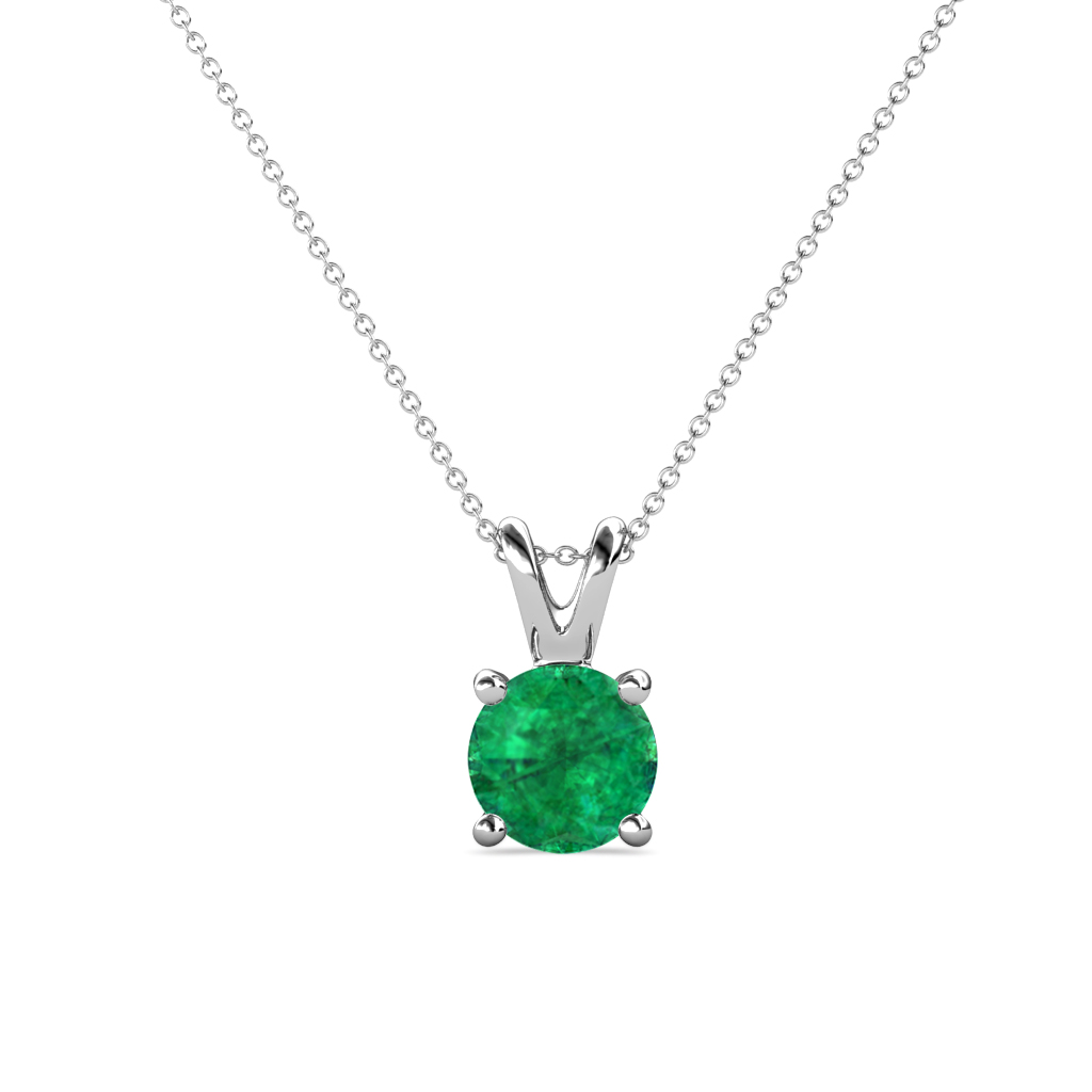 Jassiel 6.00 mm Round Emerald Double Bail Solitaire Pendant Necklace 