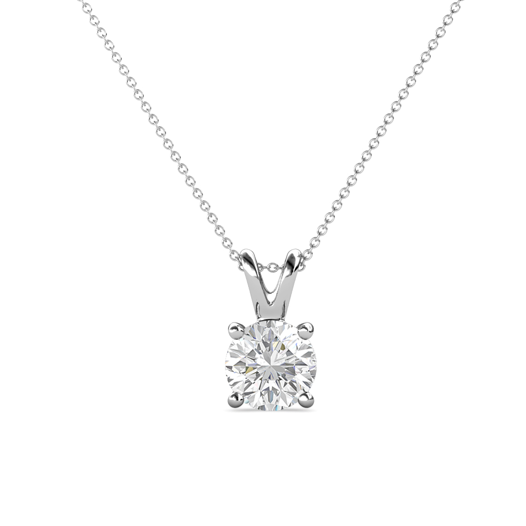 Jassiel 6.00 mm Round White Sapphire Double Bail Solitaire Pendant Necklace 