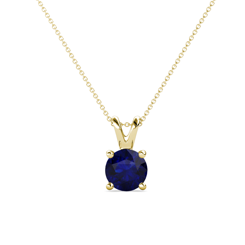 Jassiel 6.00 mm Round Blue Sapphire Double Bail Solitaire Pendant Necklace 