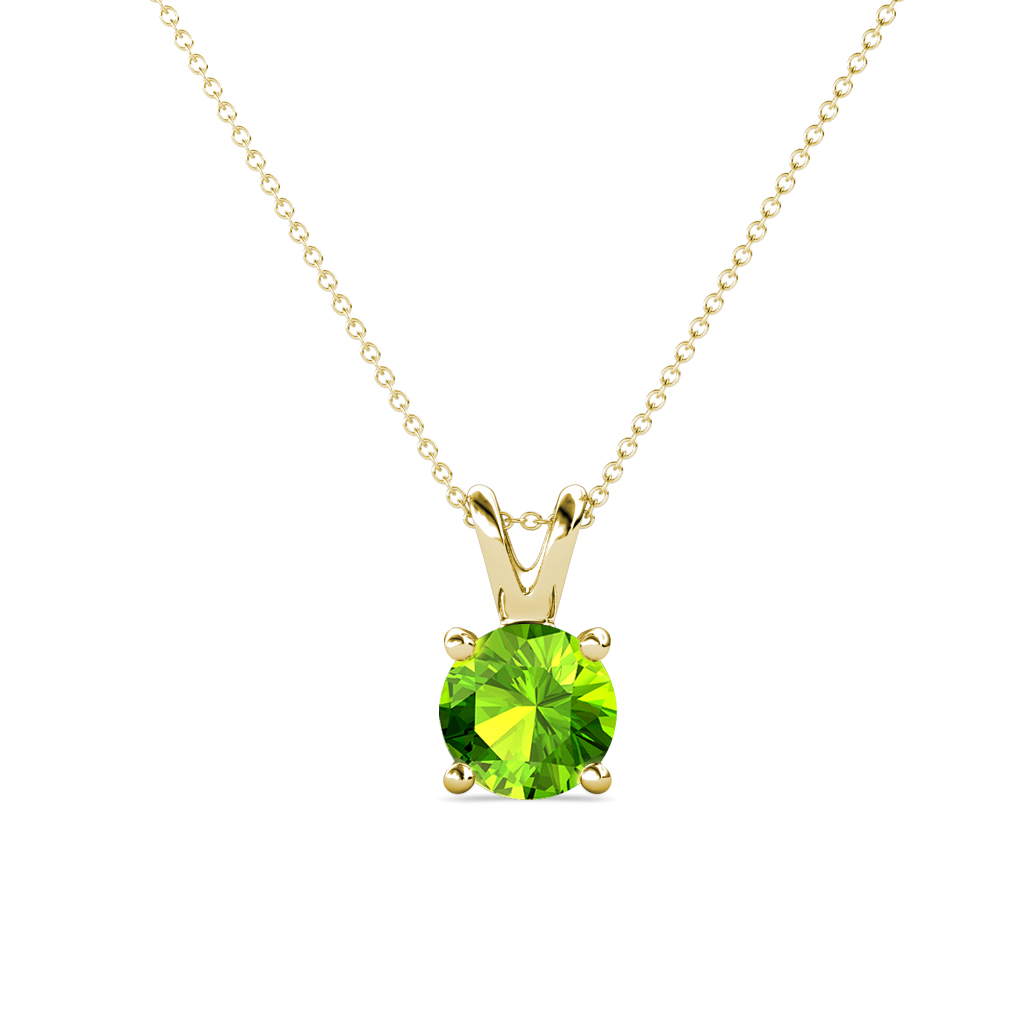 Jassiel 6.50 mm Round Peridot Double Bail Solitaire Pendant Necklace 