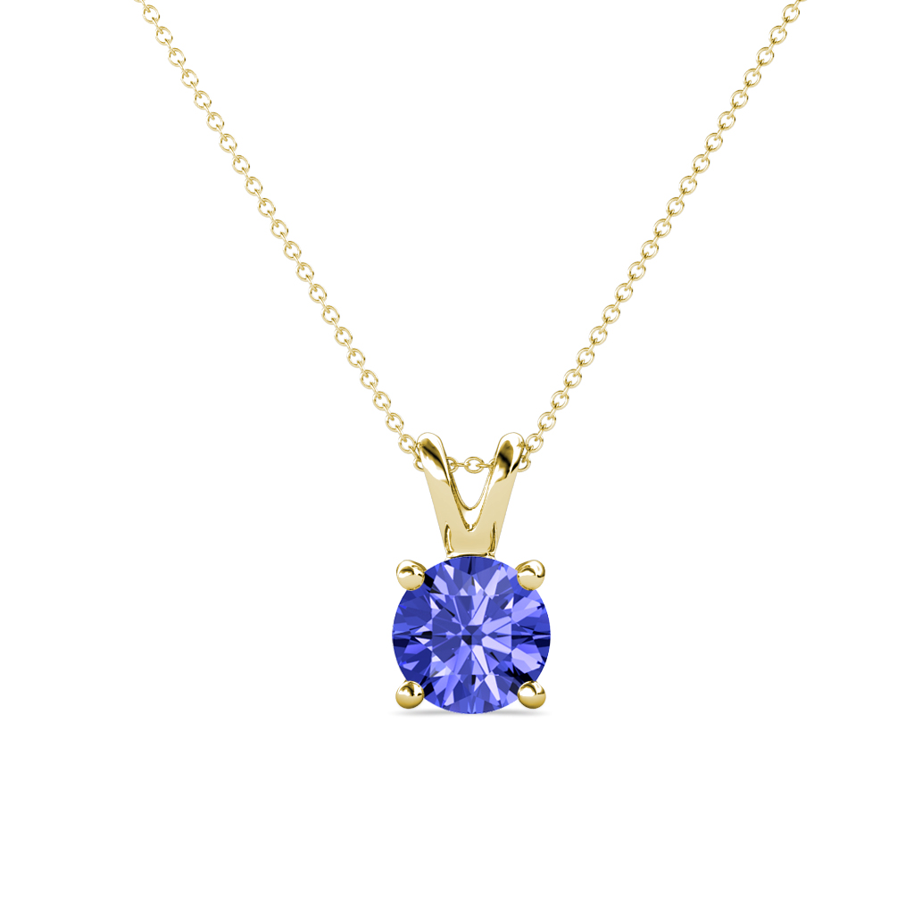 Jassiel 6.50 mm Round Tanzanite Double Bail Solitaire Pendant Necklace 