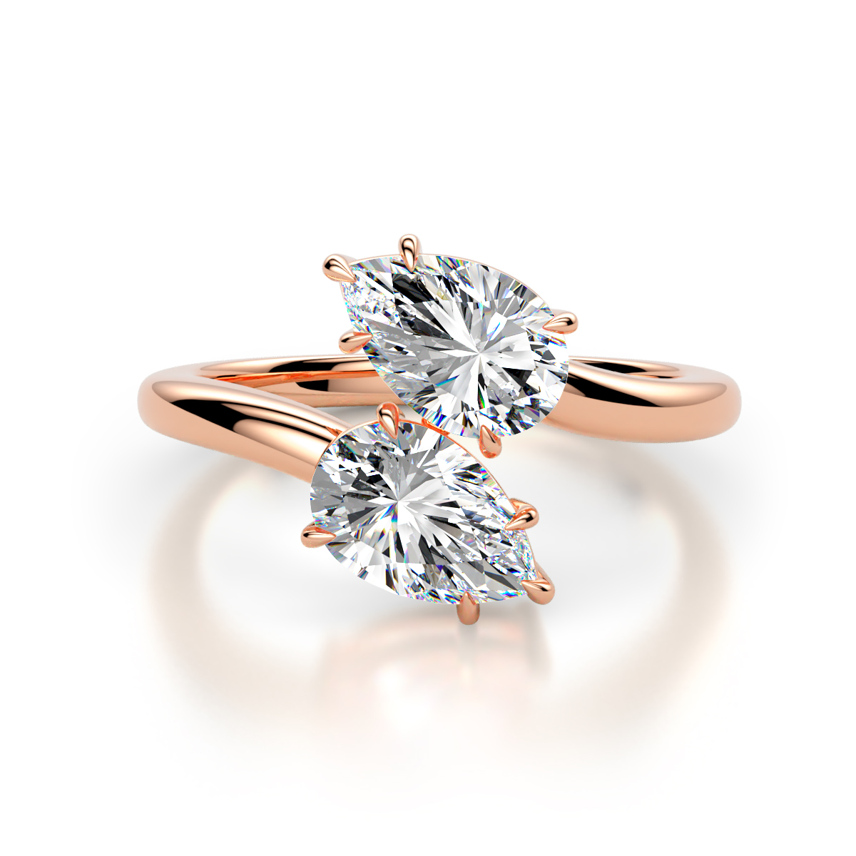 Amoura 4.00 ctw IGI Certified Pear Shape Lab Grown Diamond Women Toi Et Moi Engagement Ring 