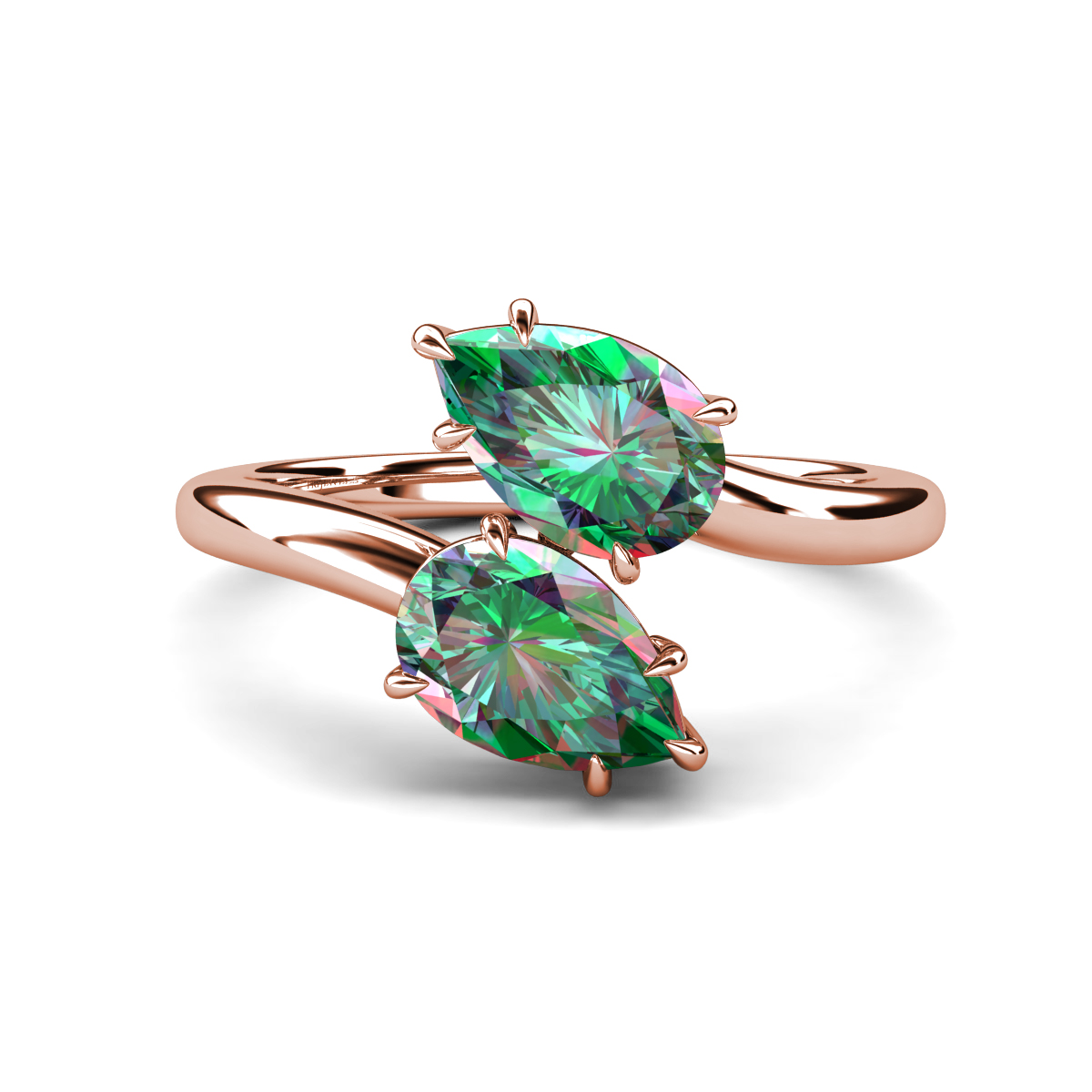 Amoura 3.26 ctw Pear Shape Created Alexandrite Women Toi Et Moi Engagement Ring 