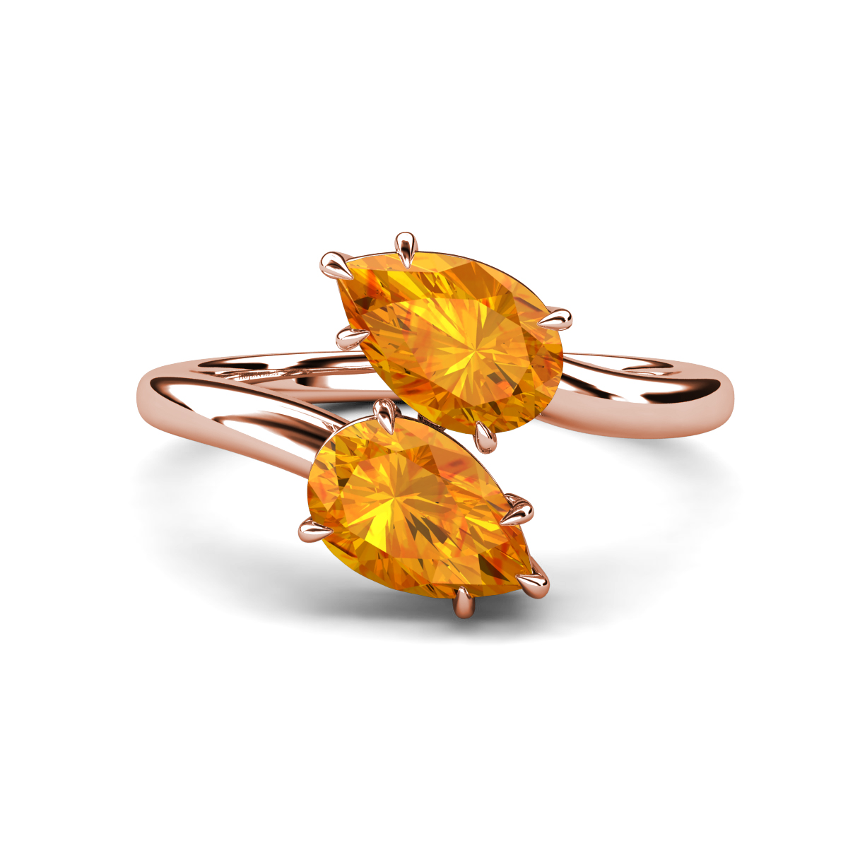 Amoura 2.40 ctw Pear Shape Citrine Women Toi Et Moi Engagement Ring 