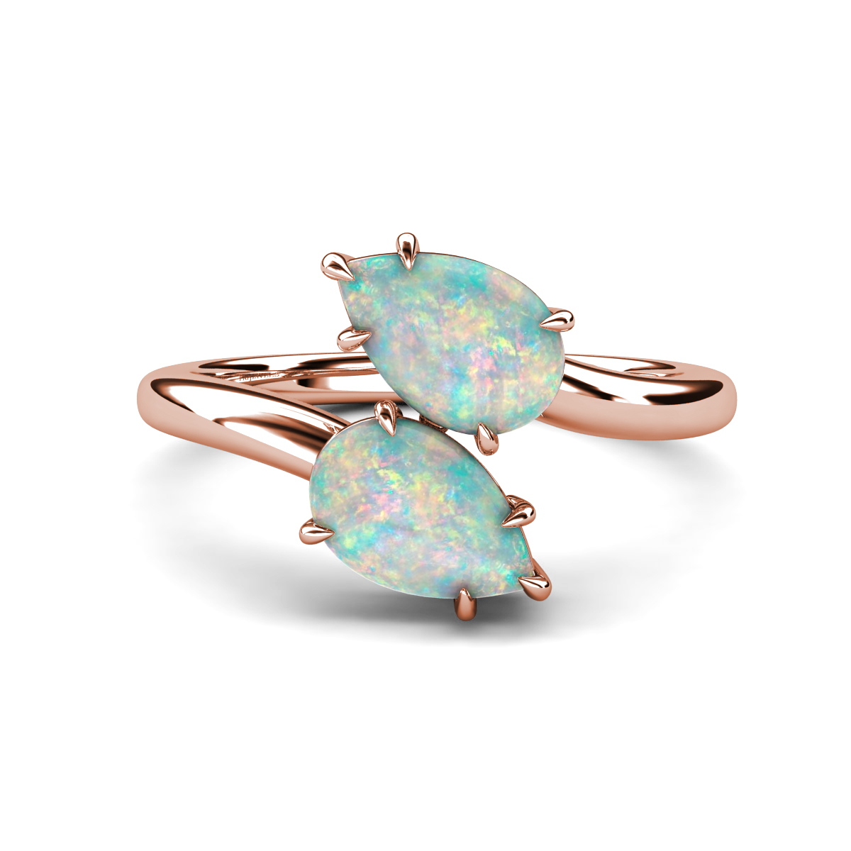 Amoura 1.34 ctw Pear Shape Opal Women Toi Et Moi Engagement Ring 