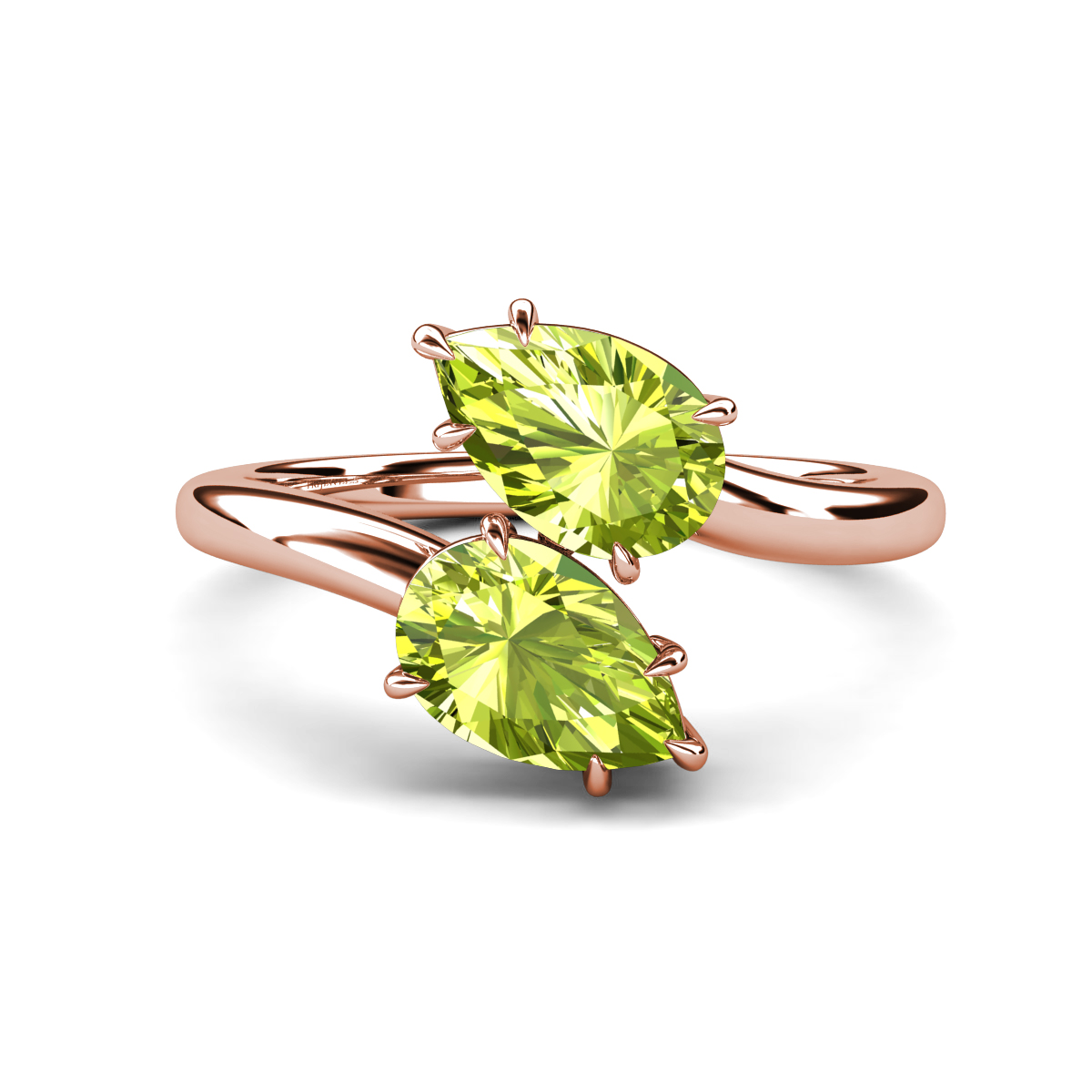 Amoura 3.00 ctw Pear Shape Peridot Women Toi Et Moi Engagement Ring 