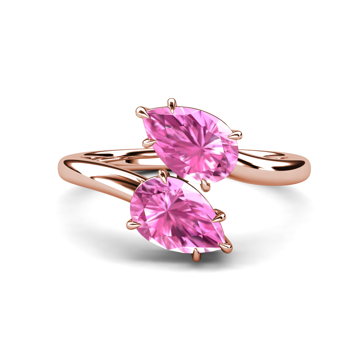 Amoura 3.60 ctw Pear Shape Created Pink Sapphire Women Toi Et Moi Engagement Ring 