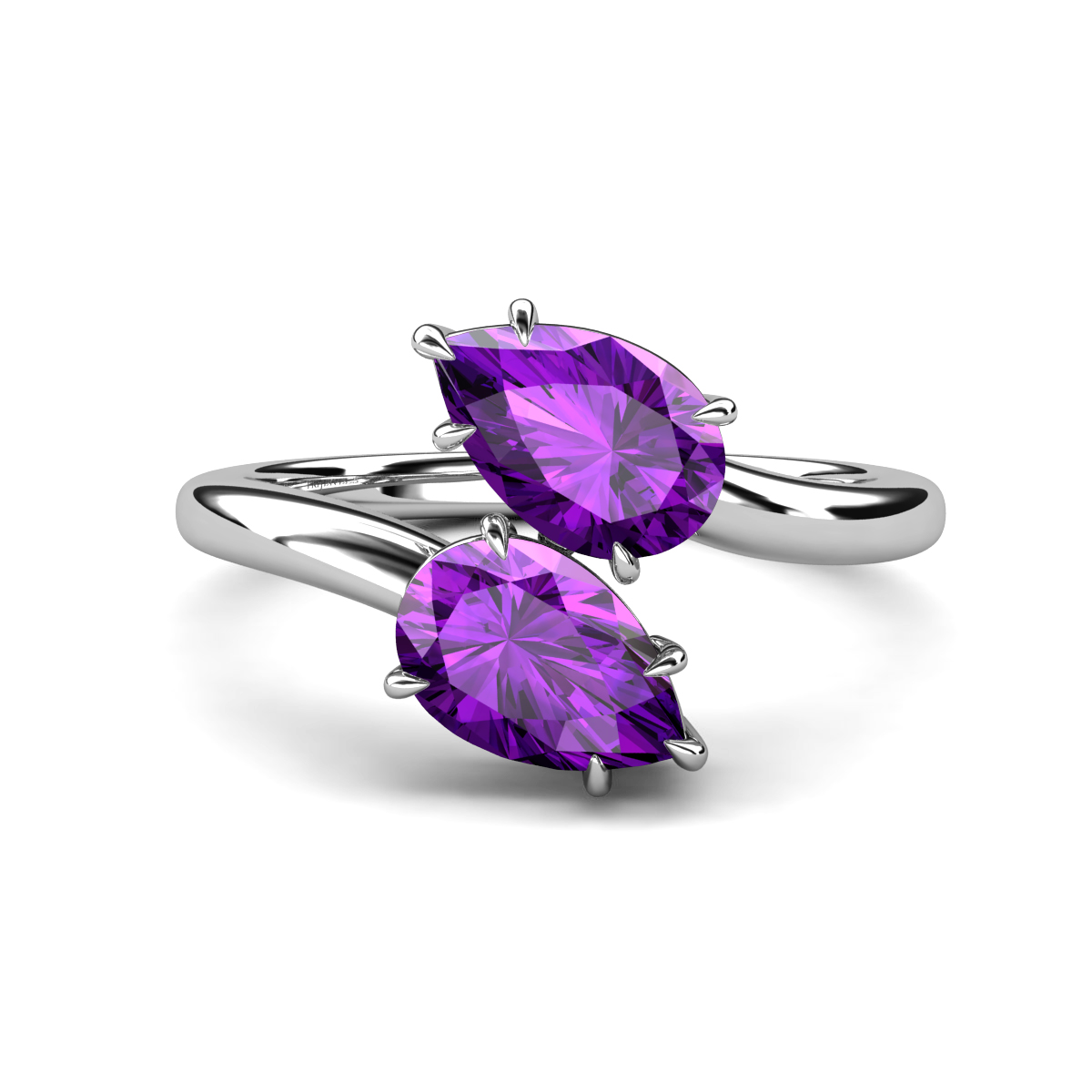Amoura 2.30 ctw Pear Shape Amethyst Women Toi Et Moi Engagement Ring 