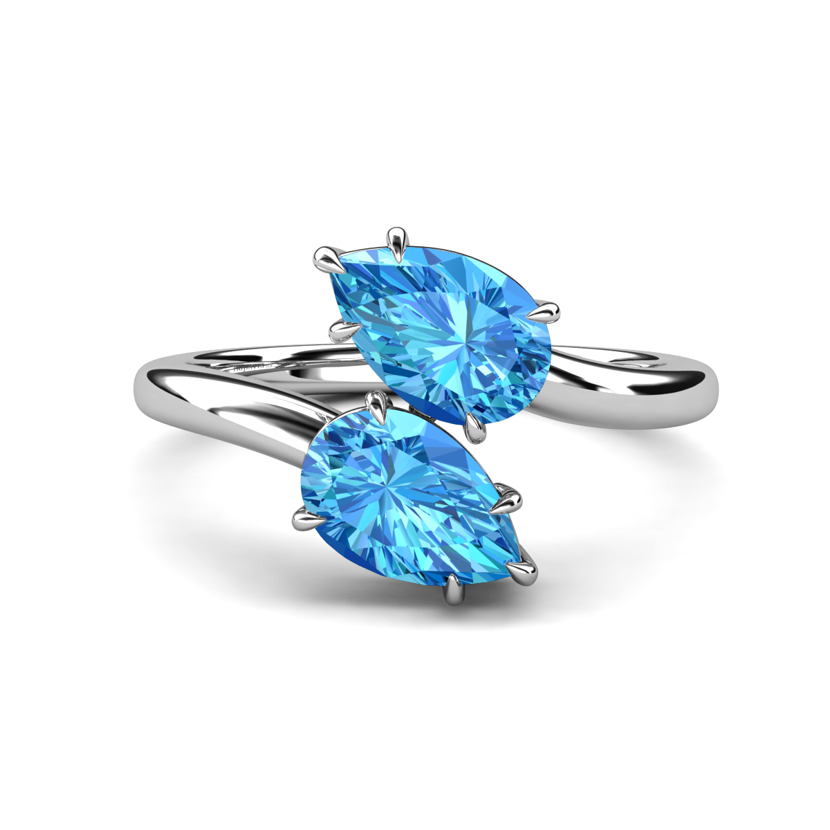 Amoura 3.30 ctw Pear Shape Blue Topaz Women Toi Et Moi Engagement Ring 