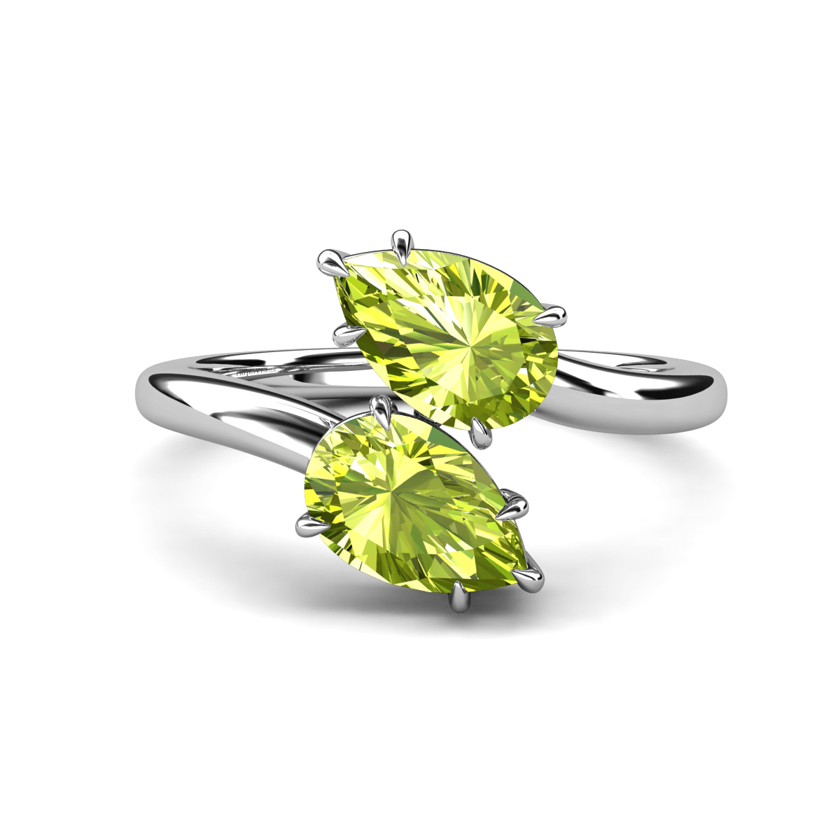 Amoura 3.00 ctw Pear Shape Peridot Women Toi Et Moi Engagement Ring 