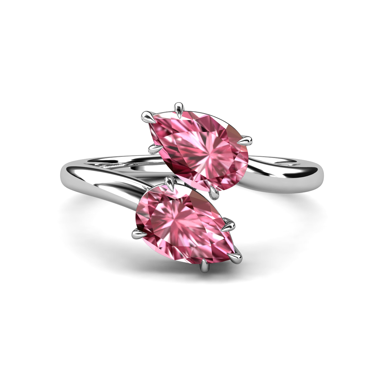 Amoura 3.00 ctw Pear Shape Pink Tourmaline Women Toi Et Moi Engagement Ring 