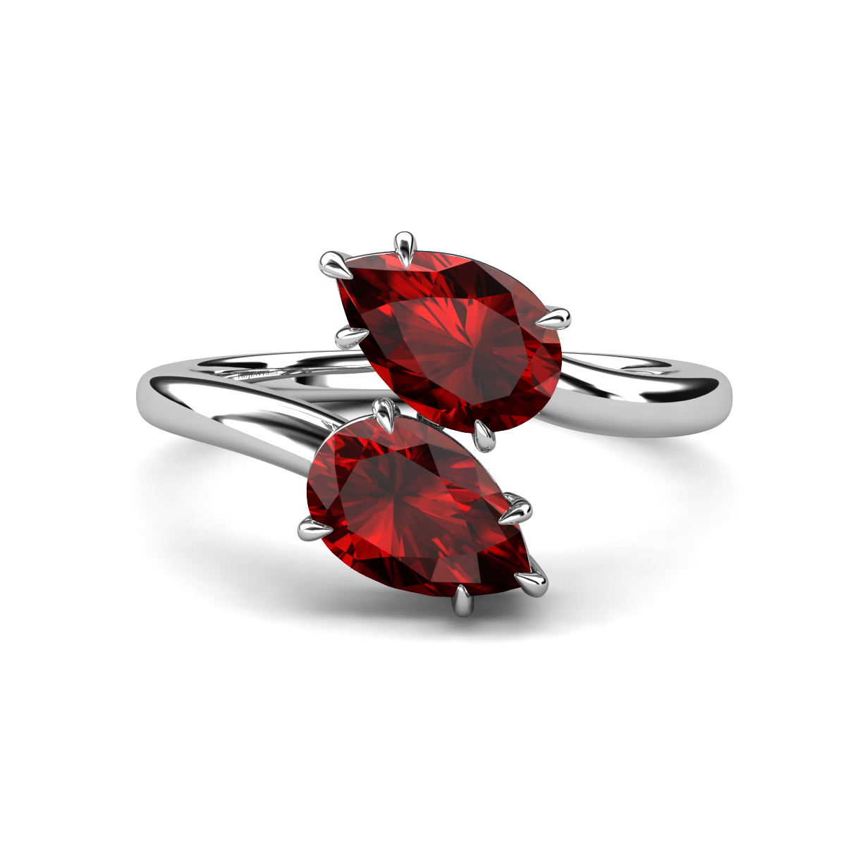 Amoura 3.20 ctw Pear Shape Red Garnet Women Toi Et Moi Engagement Ring 