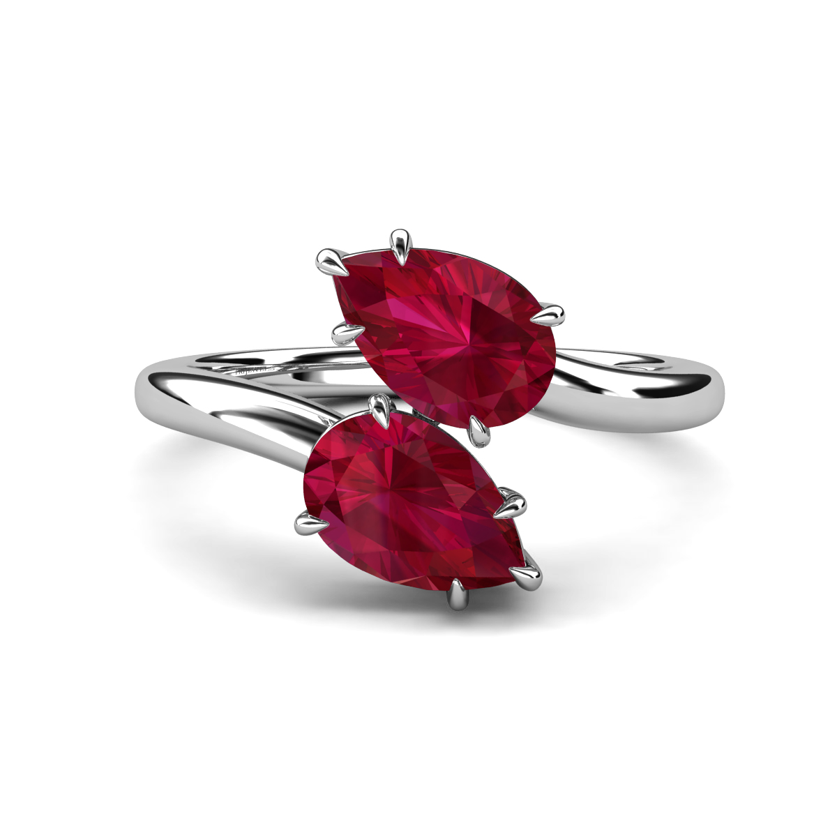 Amoura 3.26 ctw Pear Shape Created Ruby Women Toi Et Moi Engagement Ring 