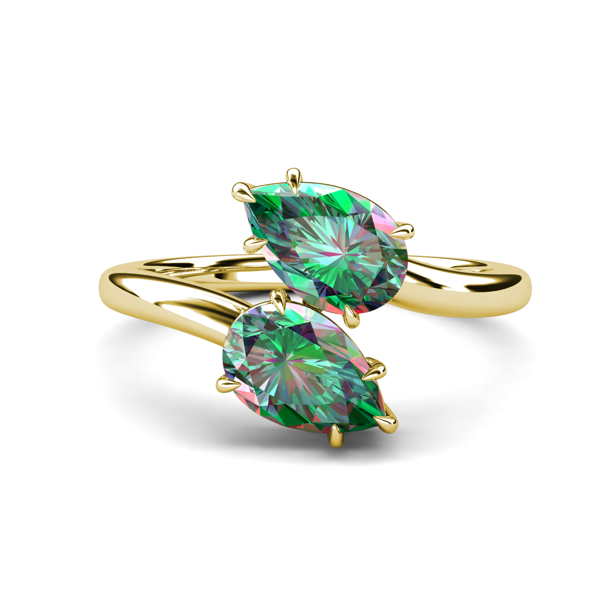 Amoura 3.26 ctw Pear Shape Created Alexandrite Women Toi Et Moi Engagement Ring 