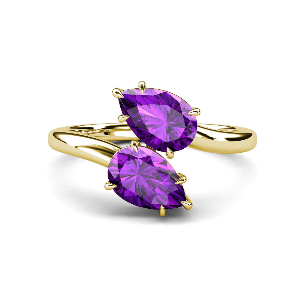 Amoura 2.30 ctw Pear Shape Amethyst Women Toi Et Moi Engagement Ring 